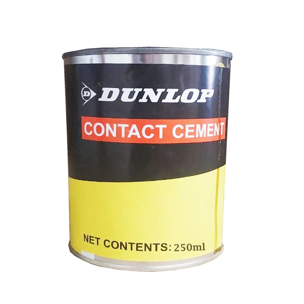 Dunlop Original Contact Cement (Multi-purpose Rubber Adhesive) High Strength Bond, Water and Grease Resistant, for all your DIY projects. Bonds: Glass, Ceramic, Stone, Tile, Wet Surfaces, Decks, Trim/Molding, Metal, and More! Dunlop Original Contact Cement (Multi-purpose Rubber Adhesive) High Strength Bond, Water and Grease Resistant, for all your DIY projects. Bonds: Glass, Ceramic, Stone, Tile, Wet Surfaces, Decks, Trim/Molding, Metal, and More!
